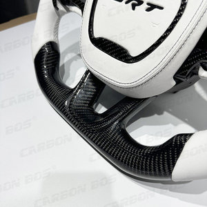 Volant LED en cuir blanc forgé en fibre de carbone pour <span class=keywords><strong>Dodge</strong></span> Challenger <span class=keywords><strong>SRT</strong></span> Charger Hellcat Grand Cherokee Intérieur automobile - Product Image 4