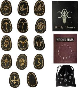 Juego de runas vikingas de madera para principiantes con <span class=keywords><strong>libro</strong></span> de guía, grabado de tipo tallado pagano para Runas de brujas - Product Image 1