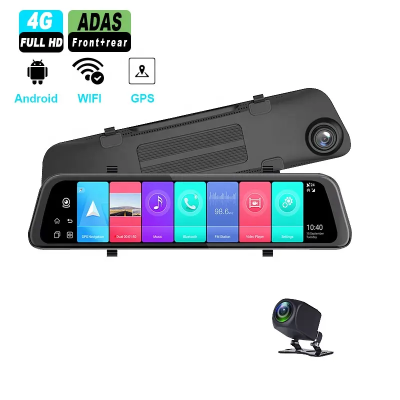 12" 4G ADAS dash cam Android 8.1 WiFi Full HD 1080P Rearview mirror Camera Dual Lens Dash Cam GPS 4g dashcam Car DVR 4g dash cam