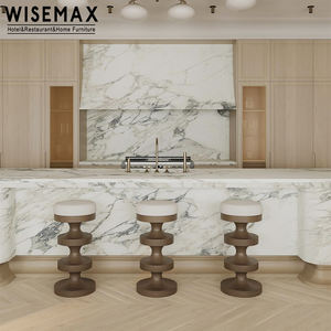 WISEMAX mobilya fransız tarzı tasarım ev mobilyası ahşap çerçeve yumuşak koltuk yuvarlak siyah sandıklı tabure sandalye daire otel için - Product Image 3