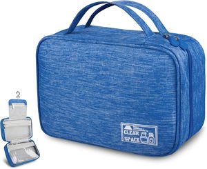 กระเป๋าเครื่องสำอางพกพาแบบวินเทจ น้ำหนักเบา ผลิตจากโพลีเอสเตอร์ ใช้ได้ทั้งชายและหญิง มีซิปปิด พร้อมห่วงแขวน ขนาดใหญ่ - Product Image 1