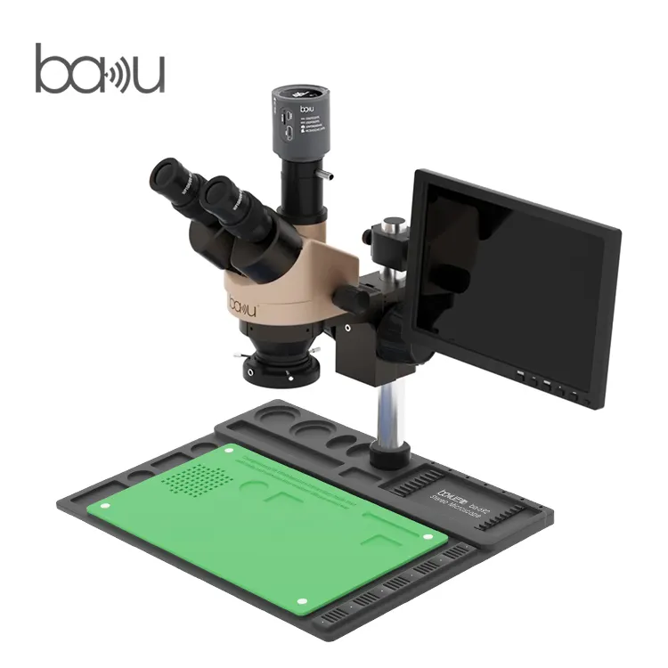 BAKU – microscope binoculaire à caméra vidéo, support de table, microscope électronique de réparation PCB SMD pour bijoux, ba-011