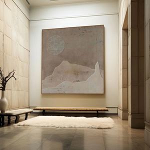 Art mural moderne neutre Wabi Sabi, tons terreux beiges, peinture abstraite texturée minimaliste pour la maison et la galerie - Product Image 6