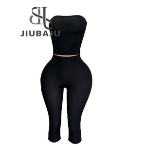 Set Due Pezzi Sexy da <span class=keywords><strong>Donna</strong></span>: Top Corto Trasparente Senza Maniche e Senza Spalline e Pantaloni Aderenti - Product Image 4