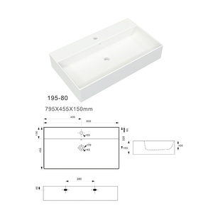 Vasque de lavabo en céramique polie au design minimaliste pour projets commerciaux, commande en gros - Product Image 3
