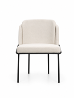 Chaise de salle à manger rembourrée moderne en tissu, chaise de restaurant avec pieds en métal noir, chaise d'appoint confortable pour hôtel, café et maison