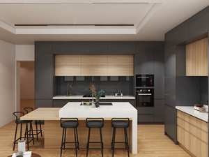 Mueble de Cocina Elegante en Tono Oscuro y Madera - Product Image 3