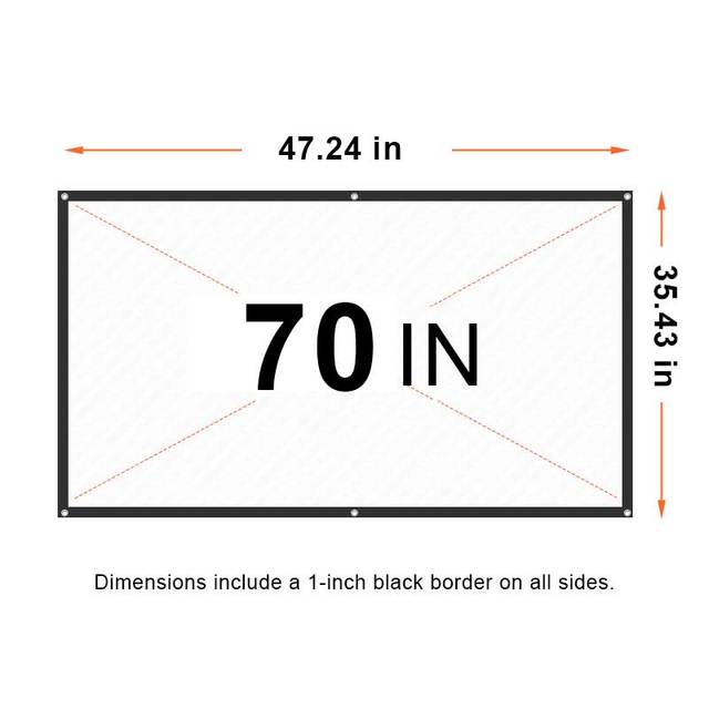 70 Inch Fixed LCD Projection Screen with Android 11 1080P Portable for Home Theater Office Hotel Outdoors & Projector Use