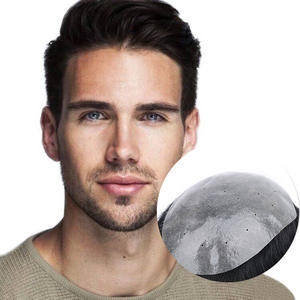 Prótesis Capilar Remy China <span class=keywords><strong>para</strong></span> Hombre, 38mm, Nudo Único, Sin Costuras, Textura Ultrafina Similar al Cuero Cabelludo, Tejida a Mano, 110% de Densidad, Ondas Naturales - Product Image 1