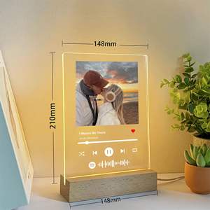 Placa Acrílica Personalizada con <span class=keywords><strong>Foto</strong></span> y Código de Canción, Álbum de Fotos de Boda, Soporte Acrílico para Fotos, Placa Musical con Base LED para Aniversario - Product Image 2