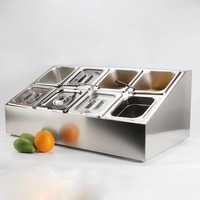 Bacs de service professionnels en acier inoxydable pour buffet, format GN 1/4, conteneurs de stockage alimentaire, support pour bacs GN