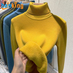 Suéter de Cuello Alto para Mujer, Otoño, Elegante, Grueso, Cálido, Manga Larga, Tejido, Logotipo Frontal, Pullover Informal de Poliéster/Nailon - Product Image 3
