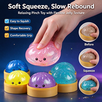 Jouet sensoriel anti-stress en silicone transparent effet gelée, rebond lent, en forme de chignon souple, paillettes arc-en-ciel, 8 couleurs, cadeau de fête