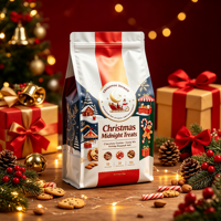 Sachet Doypack de Noël personnalisé imprimé en héliogravure, haute résistance à l'humidité, en BOPP Nylon refermable avec fermeture Ziplock pour biscuits, noix et chocolat
