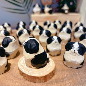 Wood Carving Border Collie Gift Decorative Item <strong>Figurine</strong> Birthday Gifts Purely <strong>Hand</strong>-carved Wood Products New Style Handicrafts - Product Image 3