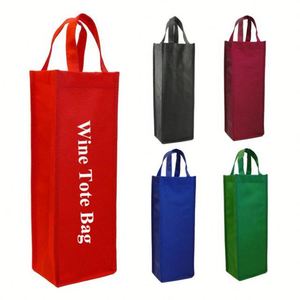Sac à vin promotionnel personnalisé avec logo, réutilisable, en tissu non tissé, pour 2/4/6 bouteilles, avec poignée - Product Image 1