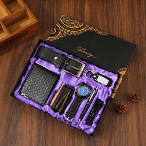 Set Regalo Promozionale All'Ingrosso per Uomo: Portafoglio, Cintura, Orologio, Cravatta, Portachiavi, Bracciale in Confezione Regalo per la Festa del <span class=keywords><strong>Papà</strong></span> - Product Image 2