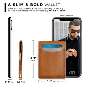 Front Pocket Wallet Men Purse RFID Blocking Slim Card <b>Holder</b> Wallets Money Clip Leather Mens Slim Wallet - Product Image 5