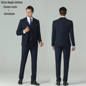 Conjunto de traje de negocios azul marino para hombre al por mayor barato traje suelto informal de 2 piezas para hombre - Product Image 1