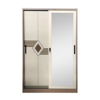 Lemari Pakaian Modern Desain Cetak, Almari Baja Pintu Geser, Kabinet Cermin, Lemari Logam, Penyimpanan Pakaian