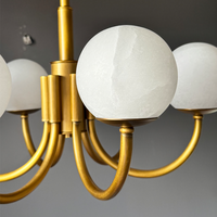 Lustre moderne en laiton et albâtre pour salle à manger, luminaire suspendu de luxe en verre et marbre, lustre moderne pour salle à manger
