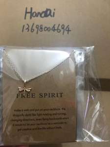 Collar con colgante de libélula para mujer, Gargantilla con tarjeta de papel, recordatorio de joyería, "Free Spirit", color dorado - Product Image 5