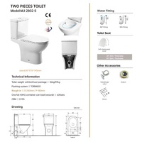 Inodoro de una pieza moderno de cerámica blanca para baño de hospital, montado en la pared, con doble descarga, sifón en P y descarga Tornado, modelo Factory 2802