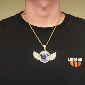 Collar con Colgante de Alas de Ángel, Collar con Foto Personalizada, Cadena de Tenis de 4 mm, Circonita Cúbica, Joyería Hip Hop para Hombre, Collares Personalizados con Piedras - Product Image 6