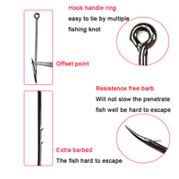 Hameçon de pêche à la ligne en acier à haute teneur en carbone, à queue fendue et barbelée, pour la pêche au bar en eau salée, taille 14, vente en gros # -5/0