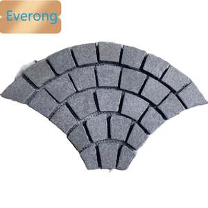 شكل مروحة متشابكة G684 من حجر البازلت الأسود مرصع بالحصى على شبكة لأرضيات مسار الحديقة - Product Image 5