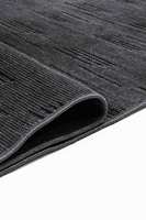 Tapis géométrique en chenille anthracite Mira, moderne, vente en gros, 7 mm, lavable, antidérapant, polyester-coton, à poils ras, écologique, pour sol domestique