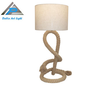 Lámpara de Mesa Moderna de Lujo con Pantalla de <span class=keywords><strong>Tela</strong></span>, Base de Cuerda de Cáñamo, LED Regulable, Decoración para el Hogar, Lámpara de Noche para Mesa de Noche, AC E26 - Product Image 3