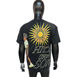 Camiseta de Algodón Grueso de Alta Calidad, Personalizada, Estilo Urbano, con Estampado Gráfico, Manga Corta, Holgada, Recortada, Cuadrada, para Hombre - Product Image 1