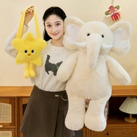 Boneka Gajah Kawaii Grosir, Boneka Gajah Lembut dan Bulu Halus dengan Tas Bintang Kuning yang Dapat Dilepas untuk Dekorasi Sofa, Hadiah Anak-Anak
