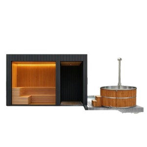 Sauna Panorámica para Exteriores, Madera de Hemlock, Calentador de Piedra Volcánica de 4500W, Bluetooth, Uso Familiar y Hotelero - Product Image 4