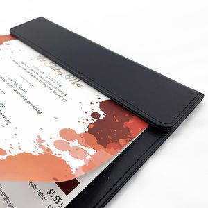 Couverture de menu personnalisée en cuir PU noir de haute qualité, porte-menu en cuir sur mesure, 1 page, avec aimant - Product Image 1