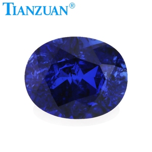 Đá sapphire nhân tạo màu xanh hoàng gia, hình oval, cắt tự nhiên, có vết nứt nhỏ và tạp chất, đá rời - Product Image 4
