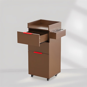 Carrello Professionale in Legno per Salone da Barbiere con Ruote Silenziose, Supporti per Attrezzi e Grandi Cassetti Portaoggetti per Parrucchieri - Product Image 4