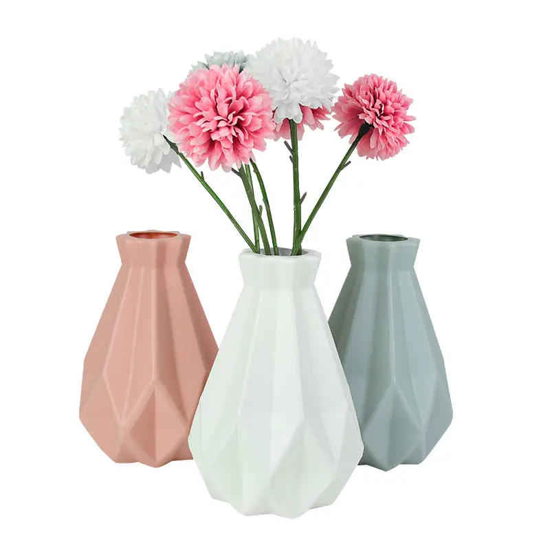 Moderne Blumenvase Weiß Rosa Blau Kunststoff Vase Blumentopf Korb Nordic Home Wohnzimmer Dekoration Ornament Blumen arrangement