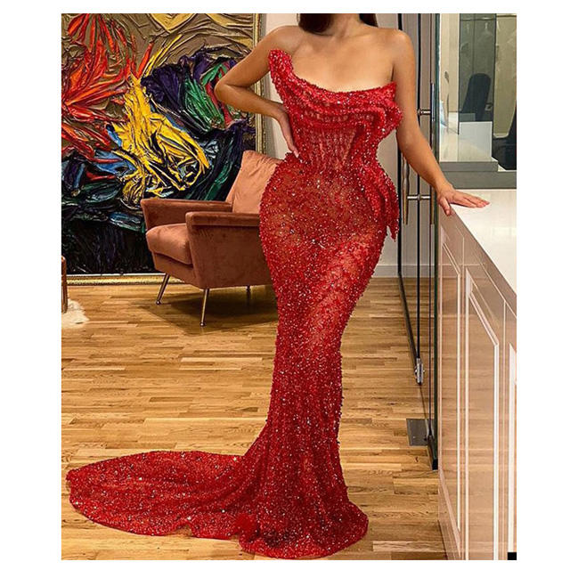 sparkly red gown