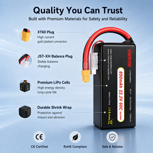 Batterie Lipo 22,2 V pour drone, décharge continue 60C, haute performance, batterie de remplacement pour micro-drone FPV quadricoptère, chargeur inclus - Product Image 1