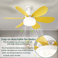 Ventilateur de plafond LED moderne avec télécommande E27, 3 couleurs, intensité variable, 3 vitesses de vent, 30W 40W, pales colorées amovibles