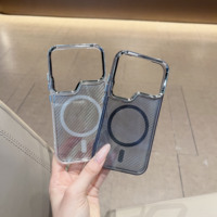 Coque de téléphone transparente en alliage de titane, argent et nickel, avec cadre de caméra chromé, coque arrière fine