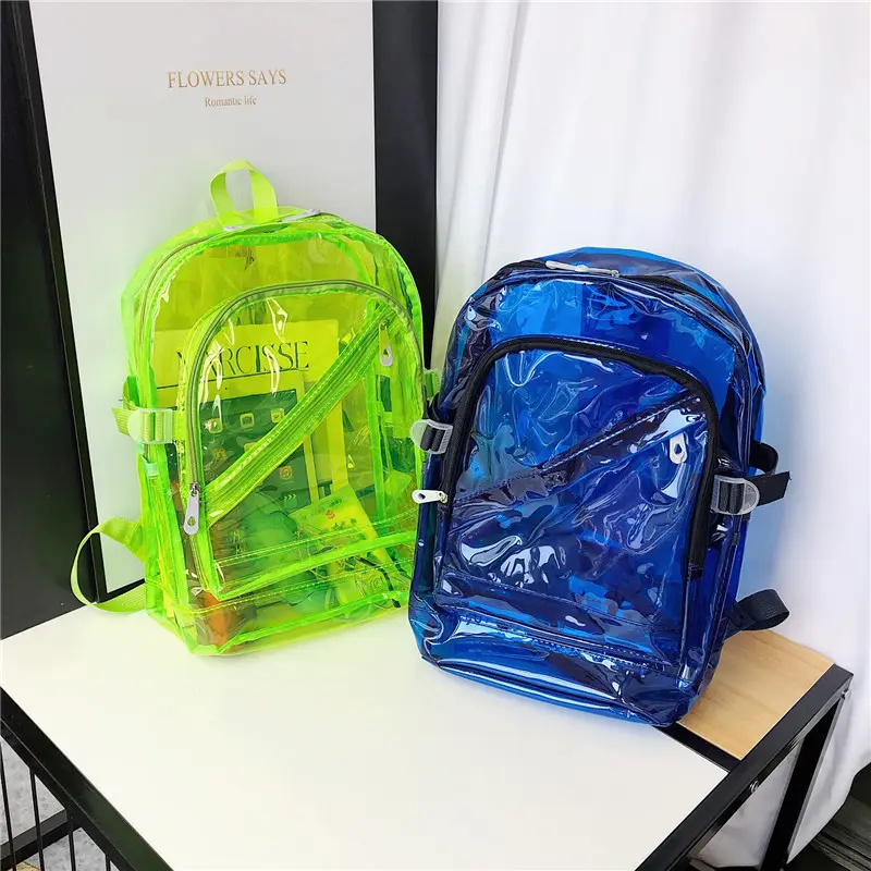 Plastic Schoolbag Candy Colour Transparent PVC Shoulder Bag Plastic Jelly Schoolbag
