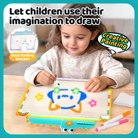 Tableau de dessin lumineux effaçable éducatif pour enfants, jouet de dessin animé double face à LED, tableau de peinture graffiti