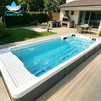 Piscine de nage à contre-courant extérieure à double pompe haute performance pour une expérience de natation illimitée et des sièges de hydromassage relaxants