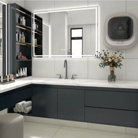 Meuble sous-vasque nordique moderne en PVC avec lavabo et miroir à led