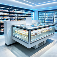 Congélateur îlot transparent OEM écologique au gaz R290 avec vitre panoramique pour magasin de produits surgelés
