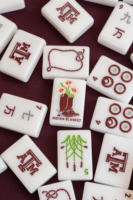 Tuiles de Mahjong Américaines Hotty Toddy University of Ole Miss en Acrylique, Style Américain avec Cartes Joker, Cadeau de Fête, Divertissement