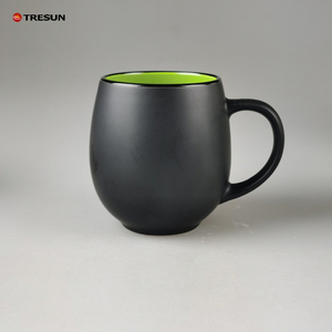 Custom Logo Printed Both Glaze Ceramic Coffee Mug Creative Big Belly Stoneware Tea Beer <b>Cup</b> Black Pearl Coffee Mug - Product Image 1